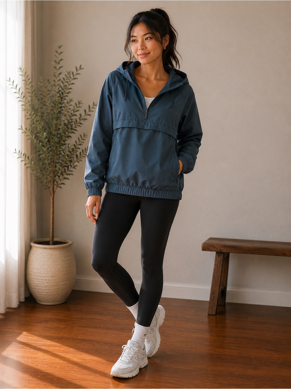 Lululemon Hooded Rain Pullover Jacket - Gray/Blue -‎ Travel Jacket